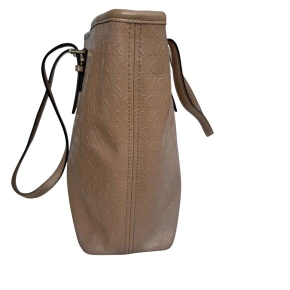 Michael Kors Signature Tan Patent Leather Double-Handle Tote Bag - Picture 8 of 16